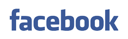 Facebook logo in blue text on a transparent background.